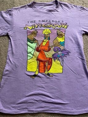 Disney The Emperor's New Groove T-Shirt Womens Small Purple Cotton Graphic Tee